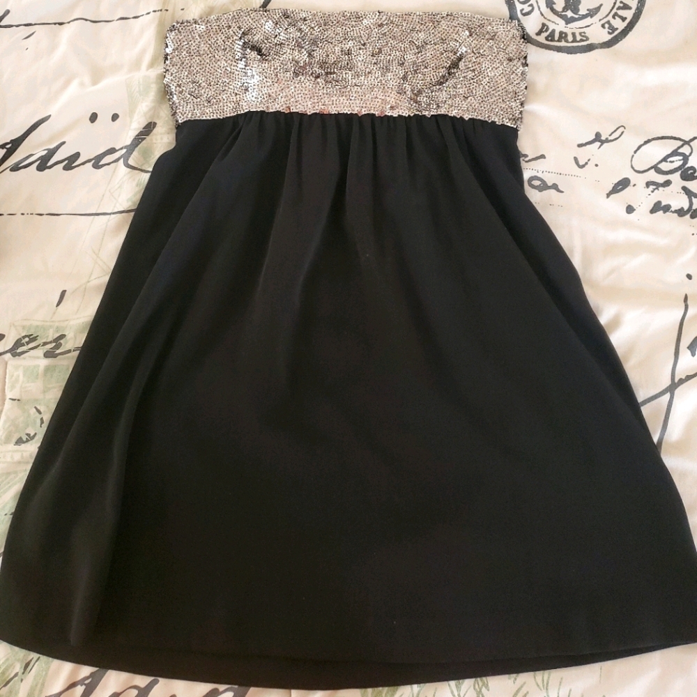Strapless black dress